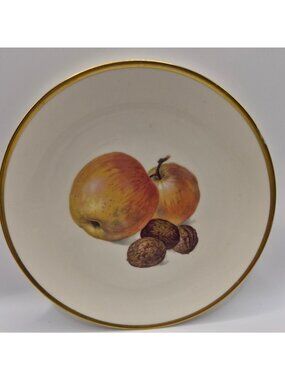 Thomas Ivory Bavaria Germany Porcelain Plate  Gold Trim Fruit Design 7.5 Inches